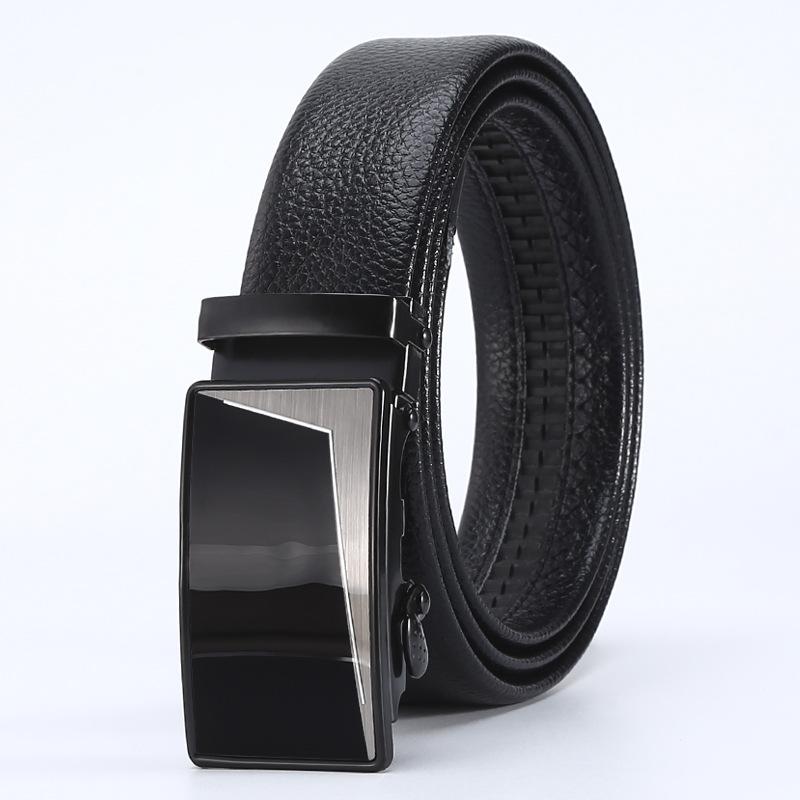 Belt Men'S Business Automatic Buckle Belt Scratch Resistant Lychee Pattern Belt Body Stall