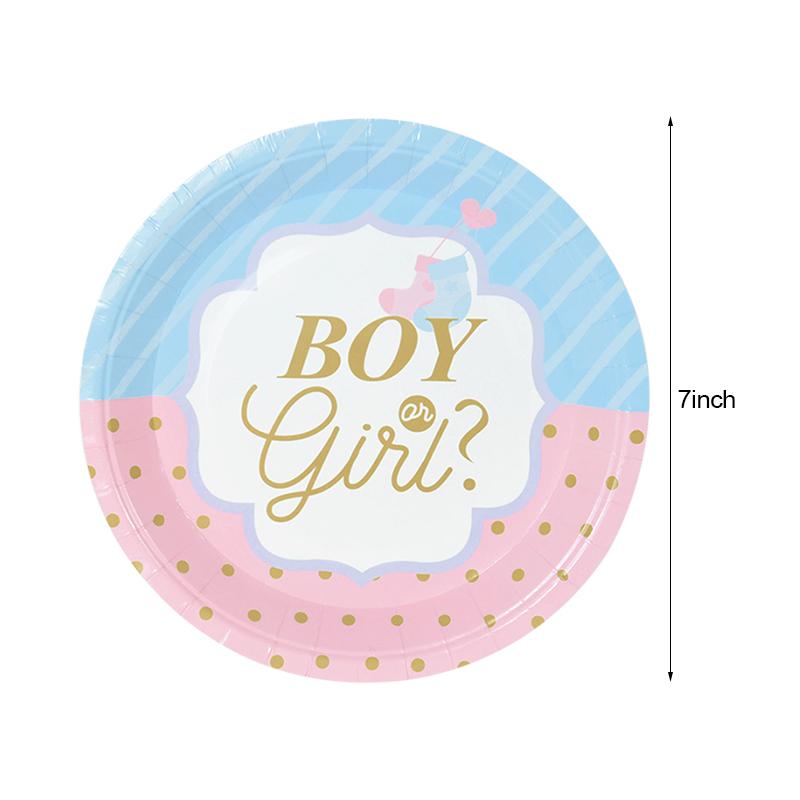 49Pcs Boy Or Girl Gender Reveal Disposable Tableware Set Paper Plate Cup Napkin Banner Baby Gender Reveal Party Decor Supplies