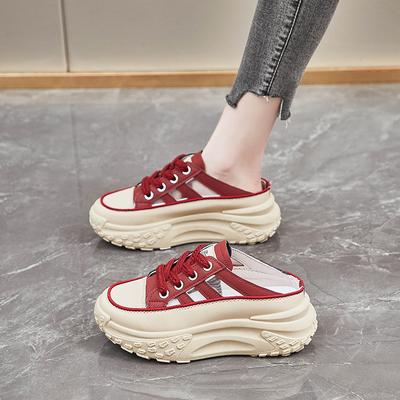 Plataforma Elevada Slip-On Chinelos Femininos Verão 2025 Novo Sle Thi Bot Sandálias Baixas Design de Cobertura para a Cabeça Slides Casuais Brancos para Senhoras