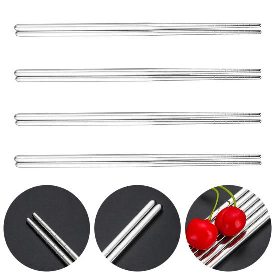 5 Paar Essstäbchen aus Edelstahl, hohe Härte, wiederverwendbar, rutschfest, leicht, Metall-Essstäbchen, hitzebeständig für den Haushalt