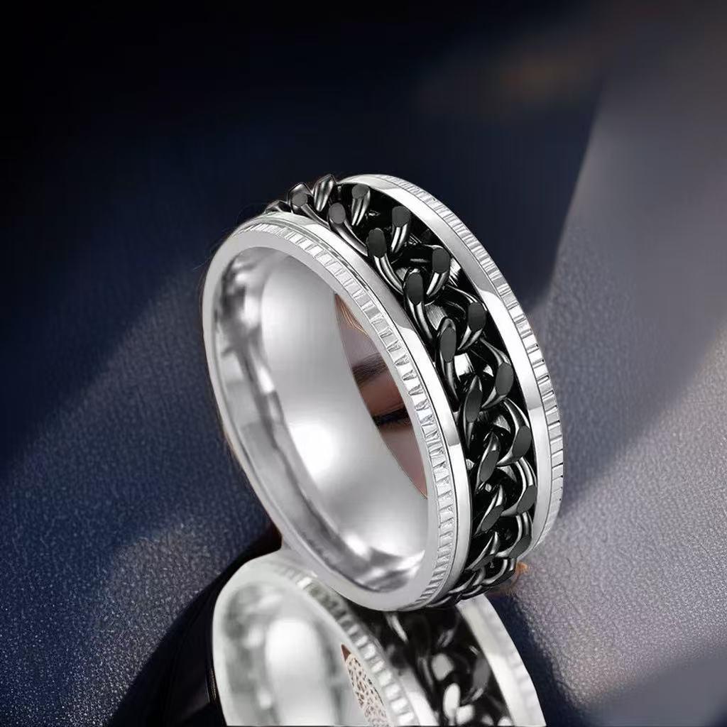 

Мужское кольцо из нержавеющей стали и титана в холодном стиле, 8 мм - Устойчивое к выцветанию, Нишевый дизайн