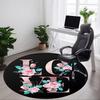 1pc Floral Love Print Chair Carpet for Office, Round Polyester Mat, Indoor Decor for Office, Easycare Fabric, Washable Non-slip Area Carpet
