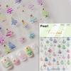 Gold Stamped White Christmas Tree Snowflake 3D Self Adhesive Nail Art Stickers Santa Claus Elk Xmas Cartoon Cute Manicure Decals