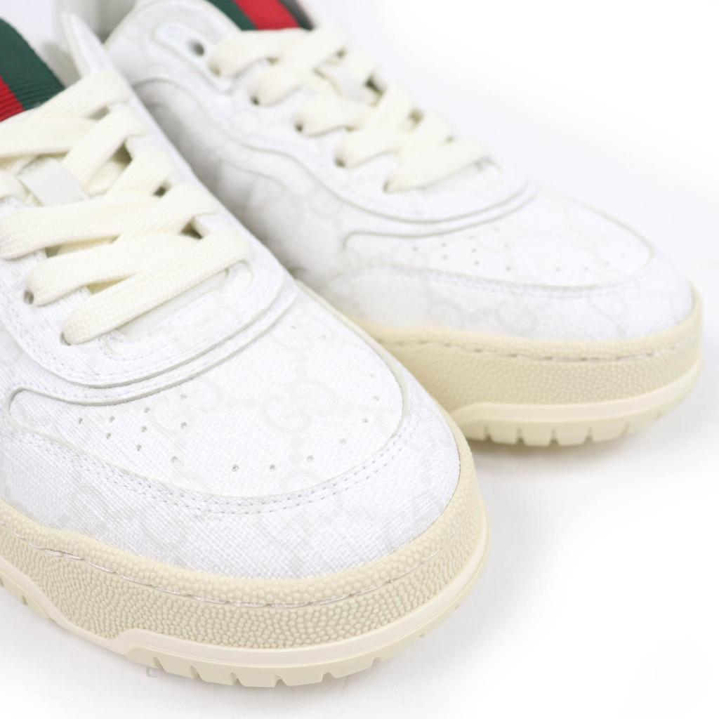 Pristine GUCCI Low Cut Sneakers Web Line White GG Supreme Women 36.5 816818 Used