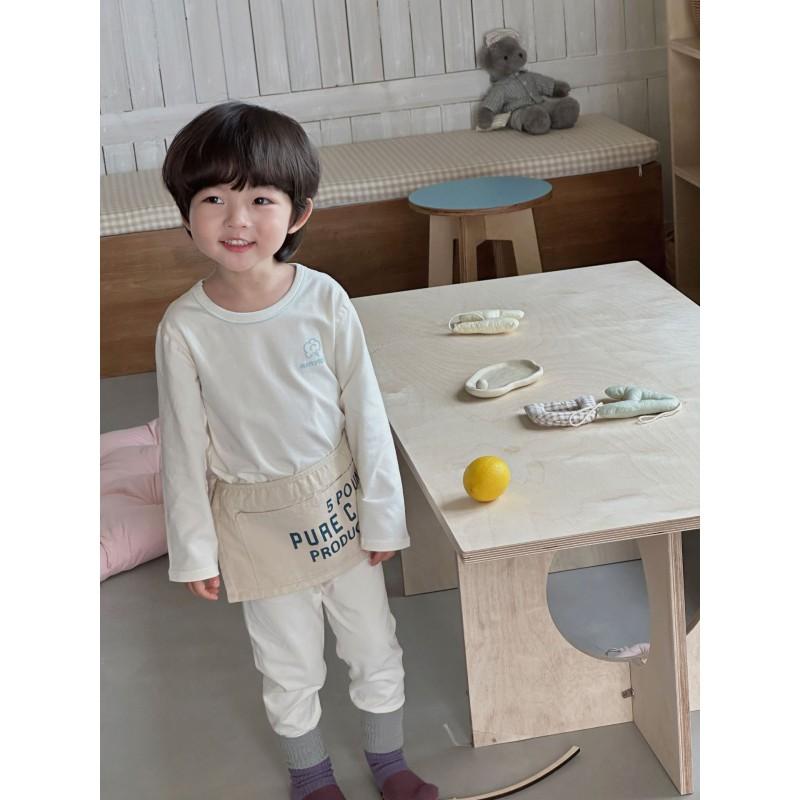 Kids Organic Cotton Pajama Set Long Sleeve Homewear Boys Girls Soft Solid Color