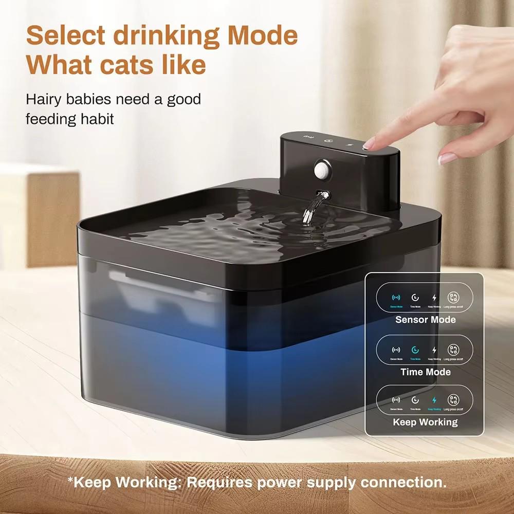 2.2L Smart Pet Water Fountain, 100-240V Automatic Square Cat Drinking Fountain