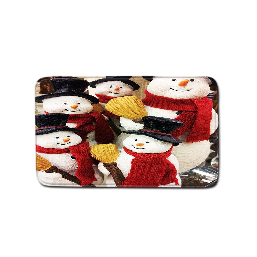 Christmas Shower Curtain Floor Mat Combination Four-Piece Set Bathroom Toilet Carpet Shower Room Mat Foot Mat