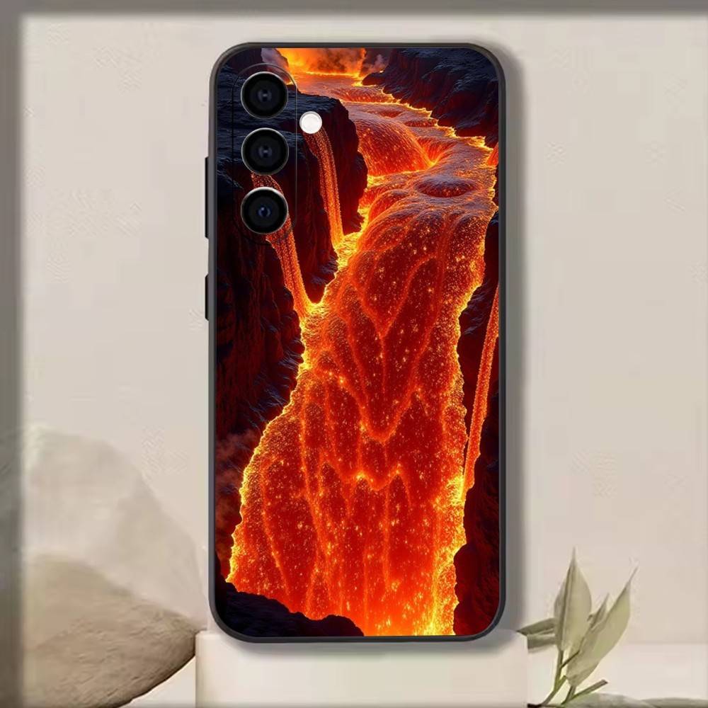 Volcano Phone Case Black Silicone Soft For Samsung Galaxy A73,A72,A71,A70,A53,A52,A51