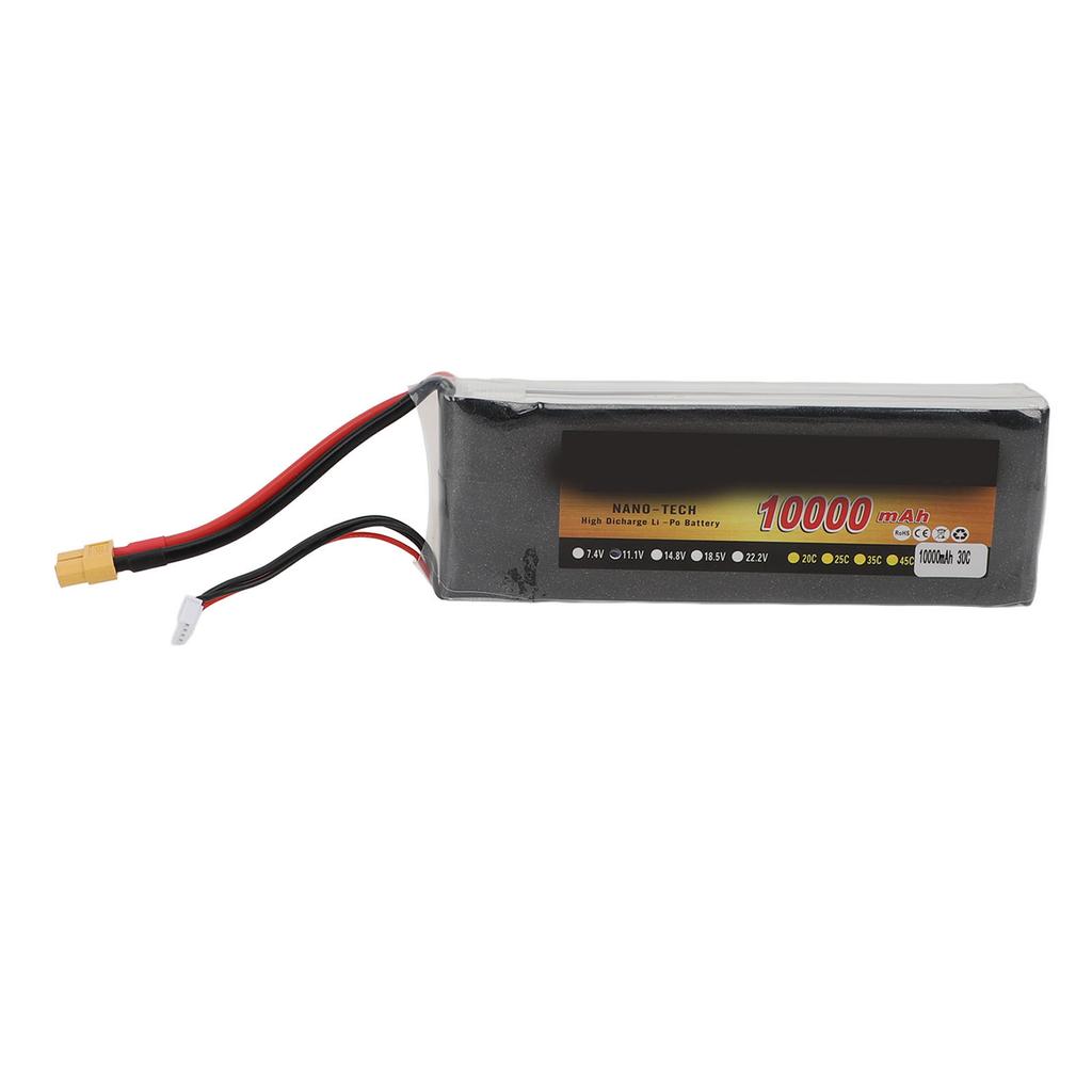 11.1V 10000mAh Lithium Battery with XT60 Plug Lightweight Portable 3S 30C Battery Replacement F