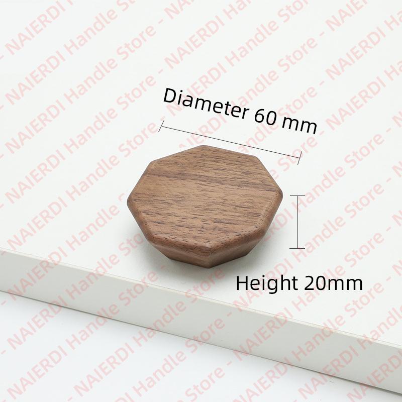 NAIERDI Solid Wood Cabinet Handles Modern Single Hole Wooden Pulls Octagon Round Knobs for Kitchen Cupboard Wardrobe Hardware
