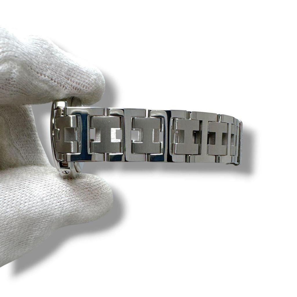 Used Hermes Clipper CL4.210 Navy Quartz Ladies Watch Good Condition HERMES D Buckle Date Brand Operation