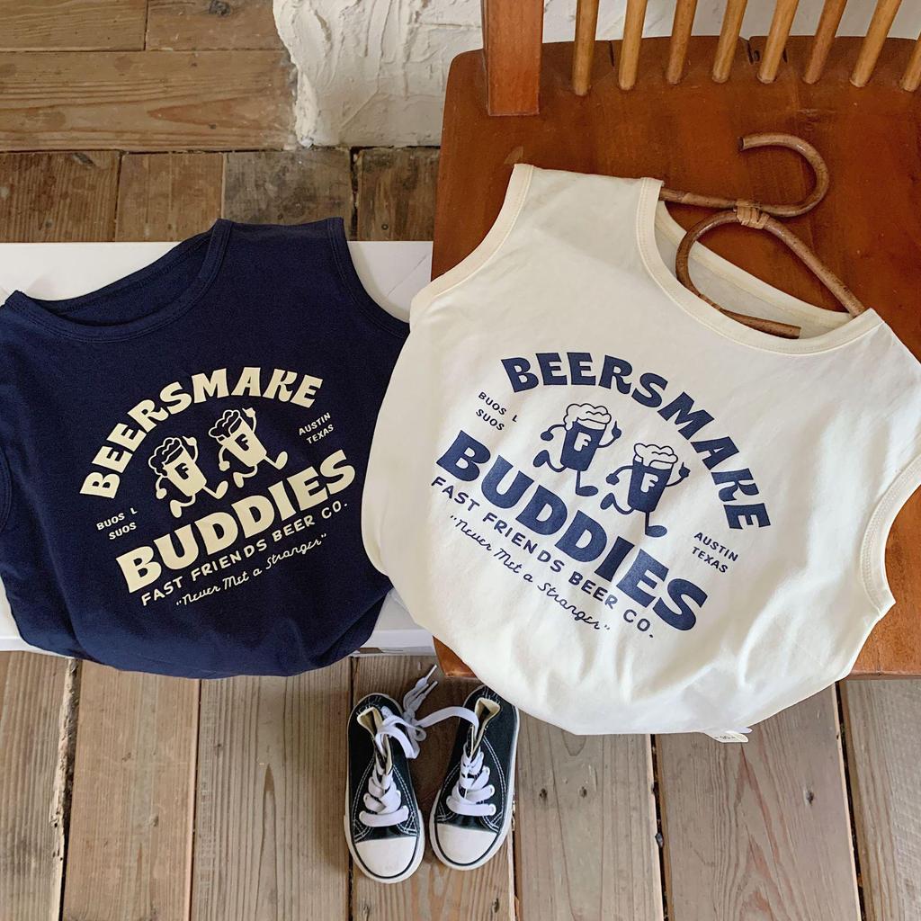 Soft Cotton Cartoon Print Sleeveless Tank Top for Kids