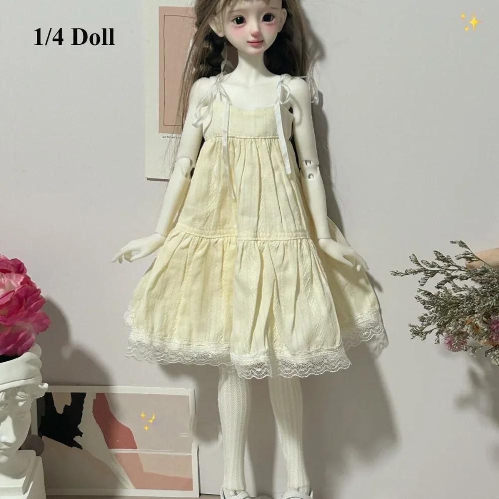 Handmake Strap Lace Floral Dresses Fashion Casual Wears Doll Princess Long Skirt 5 Colors Mini for 1/4 1/6 BJD 30/45cm Dolls