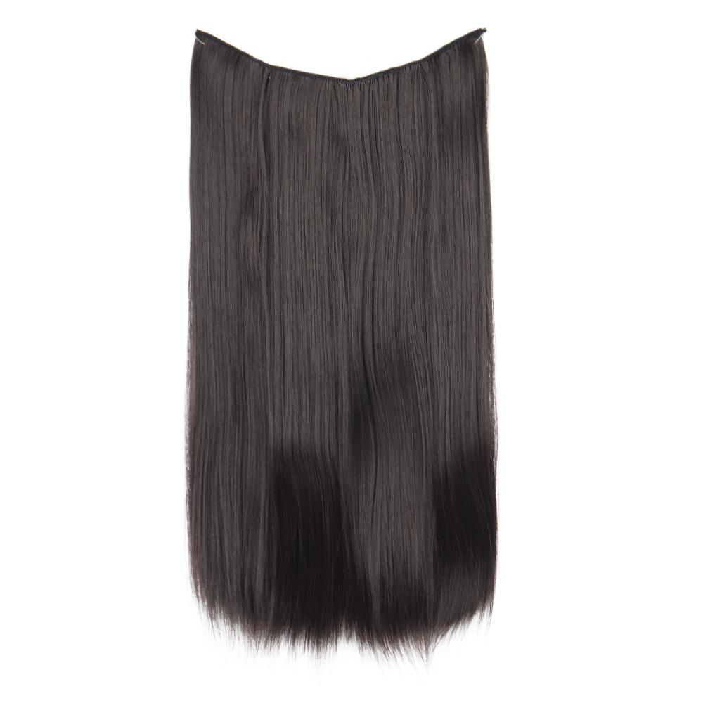 MISS WIG Women Long Straight Invisible Hair Extensions Synthetic Fiber Natural Hairpiece Fish Line Daily Wear Cosplay Hair