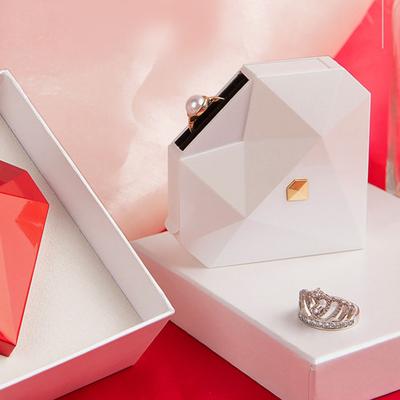 Heart Shaped Soft Flannel Lining Polished Texture Ring Gift Box with Automatic Opening Artistic Box Jewelry