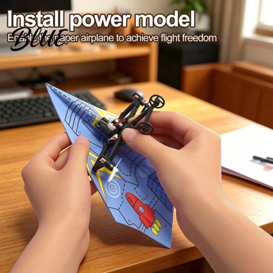 DIY Electric RC Plane Remote Control Paper Airplane Kit with 16/32 Colorful Paper Beginner Friendly Aircraft Gyro Stabilizer Glider Assembly