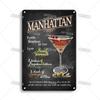 Mfoever Tin Sign Vintage Cocktail Recipe Metal Tin Sign Retro Bar Drink Menu Wall Art Decor for Pub Bar Man Cave Kitchen Rustic Iron Painting Pla