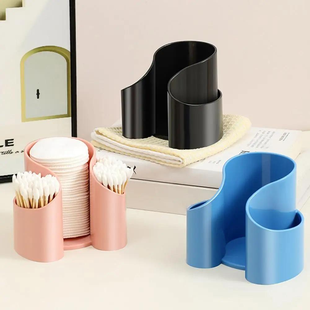 Plastic Dental Floss Dispenser 2in1 Cosmetic Cotton Storage Box Desktop Countertop Storage Organizer Multi-function Storage Rack