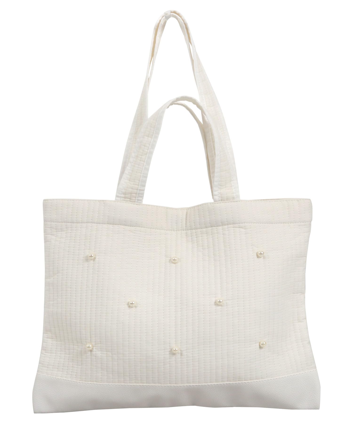 

Faux Leather Docking Bag Tote Bag Korean A4 Quilt Pearl L [Kobe Lettuce] Women s [B1594] Off-White