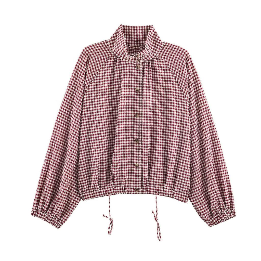 Estate 2026 nuova moda di strada transfrontaliera europea e americana per donna giacca a quadri a maniche lunghe con colletto alla coreana 2w103 12612