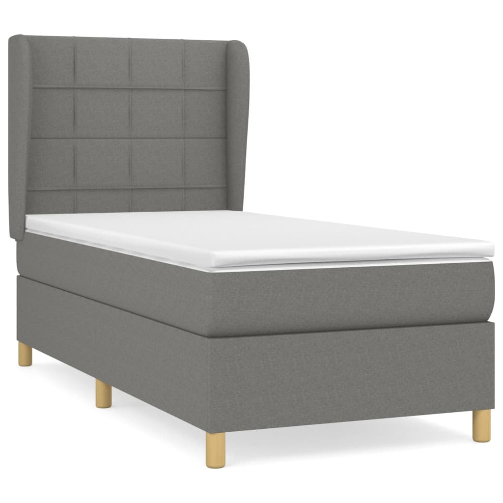 Box Spring Bed with Mattress Dark Gray 80 x 200 cm Fabric