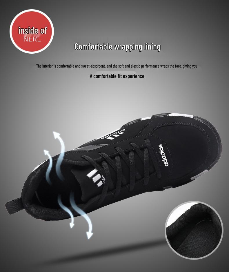 Adidas 2025 Men's Waterproof Leather & Mesh Running Shoes - Casual, Trendy, Versatile, Lightweight, and Official.