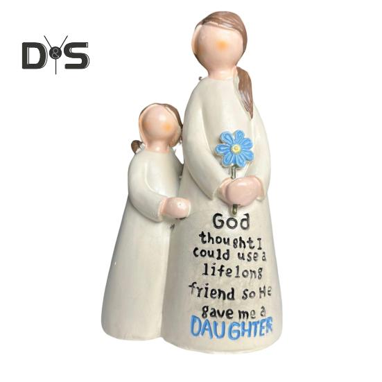 

Статуэтка ангела из смолы, статуэтка ангела матери и дочери, настольное украшение, символ любви матери и дочери, подарочное украшение для домашнего декора A