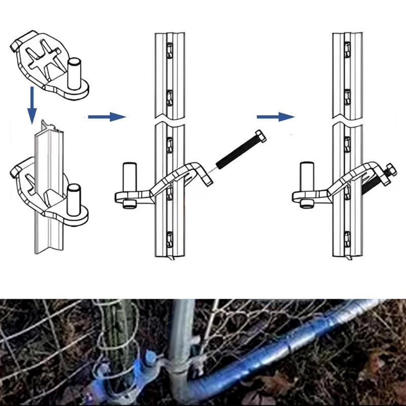 2pack Durability Metal T Post Hinges Pin Compatibility With Standard Fence Gate for Secure Hanging
