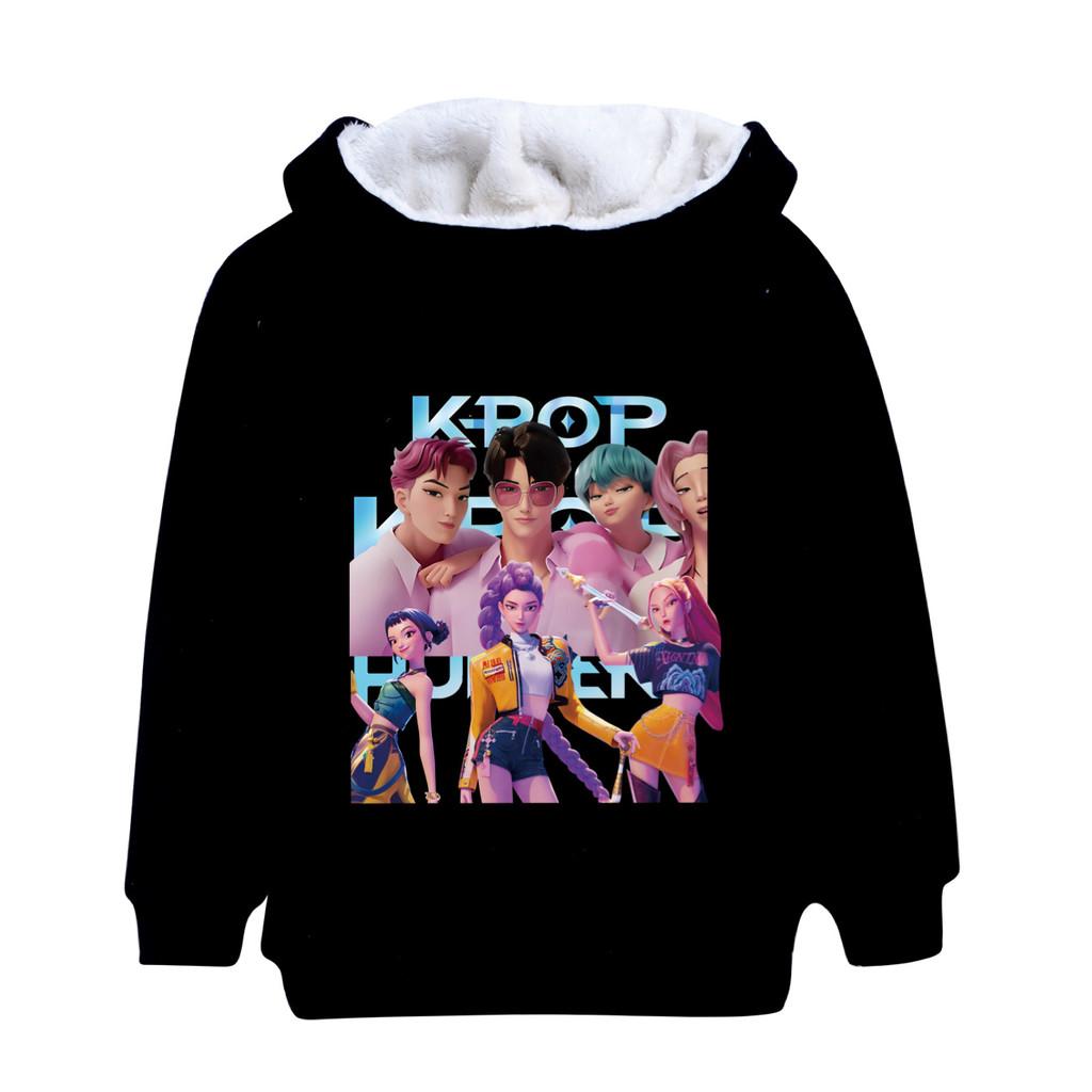 5056 Kids Girls Kpop Zoey Mira Rumi Sajaboys Print Long Sleeves Velvet Warm Thick Winter Jacket