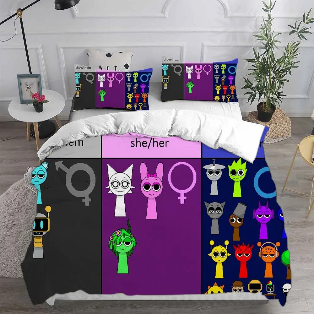 New Sprunki Bedding Set Single Twin Full Queen King Size Bed Set Aldult Kid Bedroom Duvet Cover Sets Anime Parure De Lit Bed