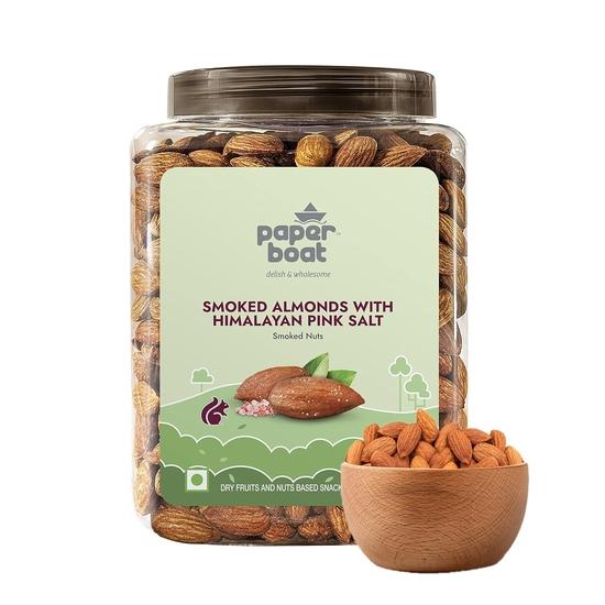 

Paper Boat Premium Smoked and Roasted Almonds Himalayan Pink Salt, Healthy Snack - Salted Badam, Reusable Jar 1Kg 1000GM
