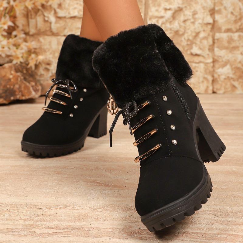 Suede Women Boots Winter Designer High Heels Shoes for Women 2025 New Short Plush High Platform Ankle Elegant Boot