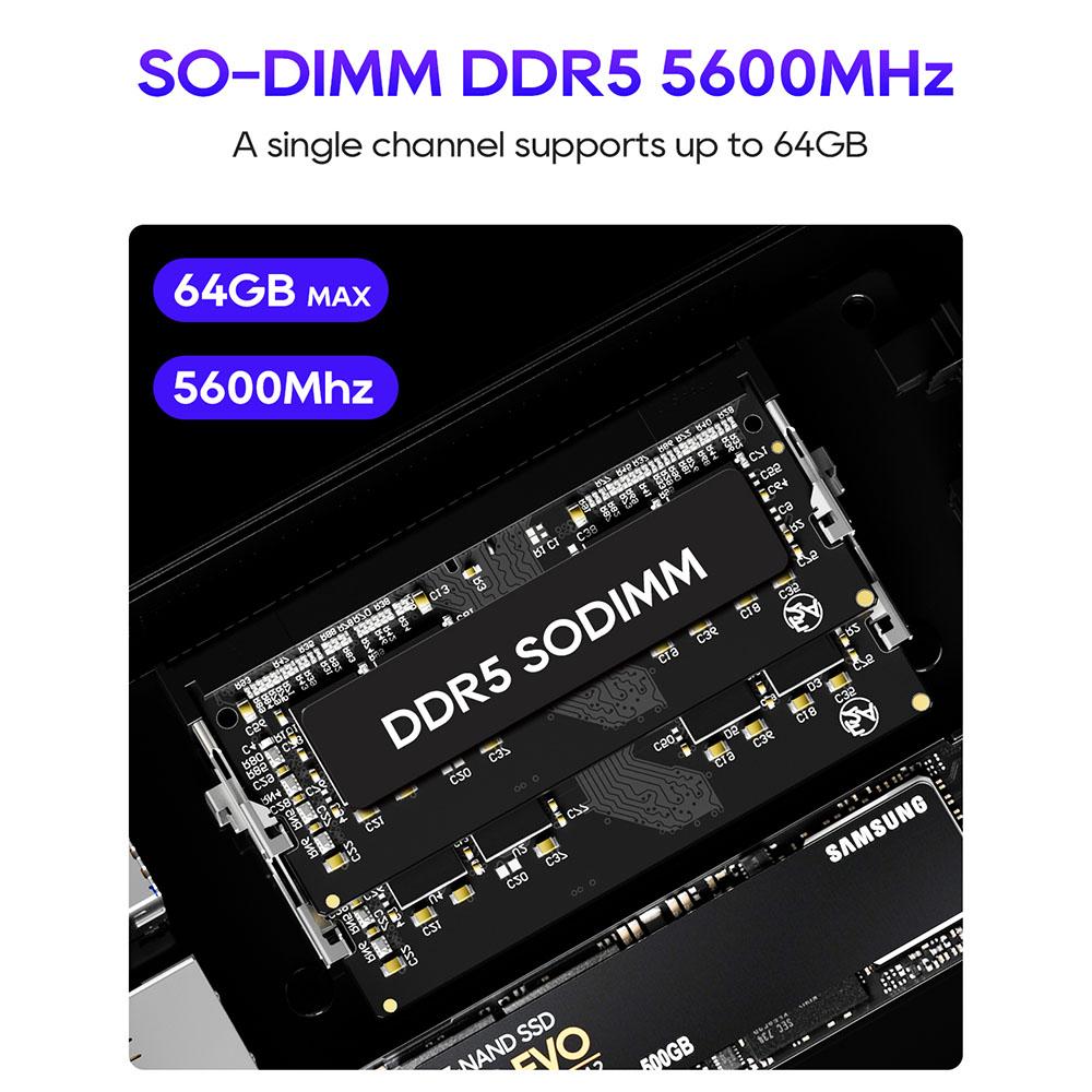 AOOSTAR GEM12 Max Mini PC Barebone (Brak pamięci RAM Brak dysku SSD), AMD Ryzen 7 8745HS 8 rdzeni Maks. 4,9 GHz