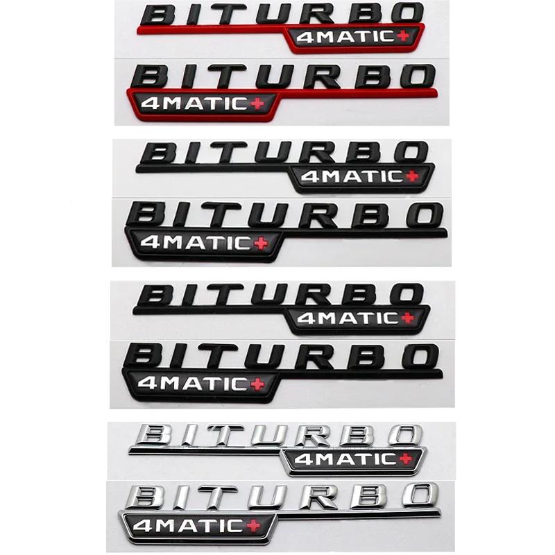 2pcs BITURBO 4MATIC Plus Logo Car Emblem Fender Badge Sticker For Mercedes Benz AMG C43 E43 GLE43 GLC43 W204 W203 W211 W205 X253