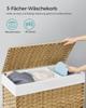 SONGMICS Wäschekorb, Handgeflochtener Wäschekorb, 140L Rattan-Stil Wäschekorb mit 3 Fächern, Abnehmbarer Einsatz, Griffe, Deckel, Wohnzimmer