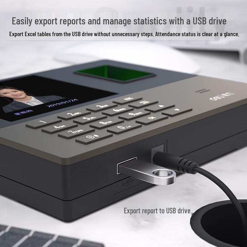 Deli 13888S Fingerprint Face Attendance Machine CN plug (adapter included)