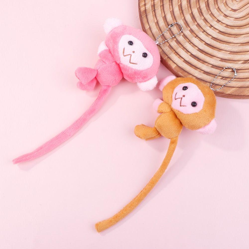 Long Tailed Monkey Pendant Bag Charm Plush Monkey Toy Monkey Doll Key Chain  Backpack Pendant