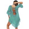 Hand-Knitted Bamboo Cotton Patchwork Crochet Beach Dress with Large Open Back