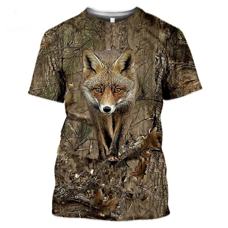 Explosive Camouflage Hunting Animal Rabbit Men Summer Casual Large Size 3D T-shirt Street Fashion Short-sleeved Pullover T Shirt