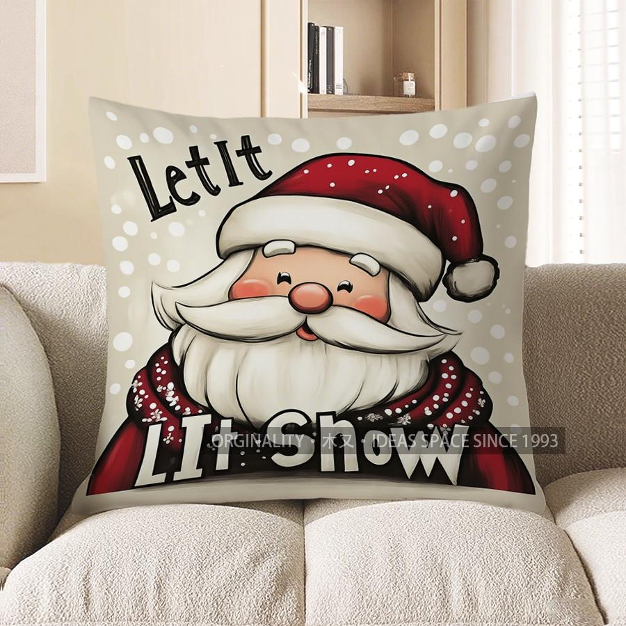 

Home Decor Cute Snowman Merry Christmas Throw Pillow Pattern Cushion Cover Suitable For Sofa Bedroom Car Pillow Cover 40x40cm