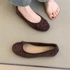 Gentle Fairy Ballet Single Shoes 2025 French Retro Elegant Suede Bow Round Head Light Mouth Soft Sole Evening Shoes