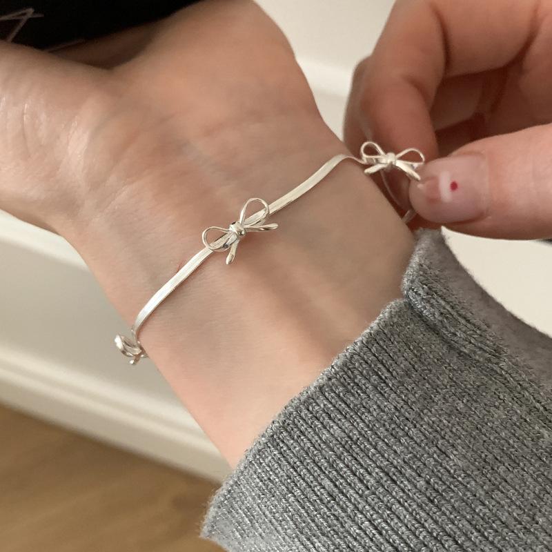 PANJBJ 925 Silve Beads Letters Bracelet for Women Girl Gift Punk Good Luck Simplicity Jewelry