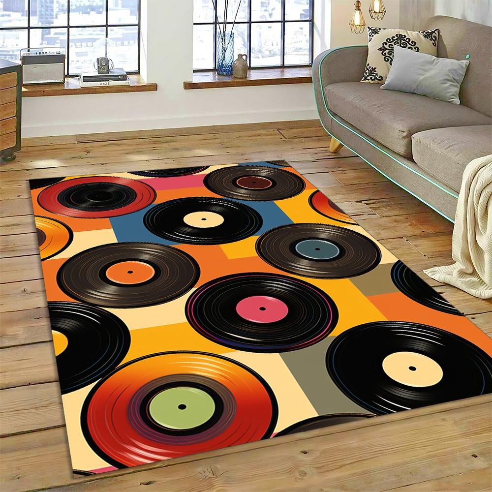 Vinyl Record Music DJ Screen tape Rug Carpet for Living Room Bedroom Home Decor,Floor Mat Non-slip Decoration for Sofa Doormat