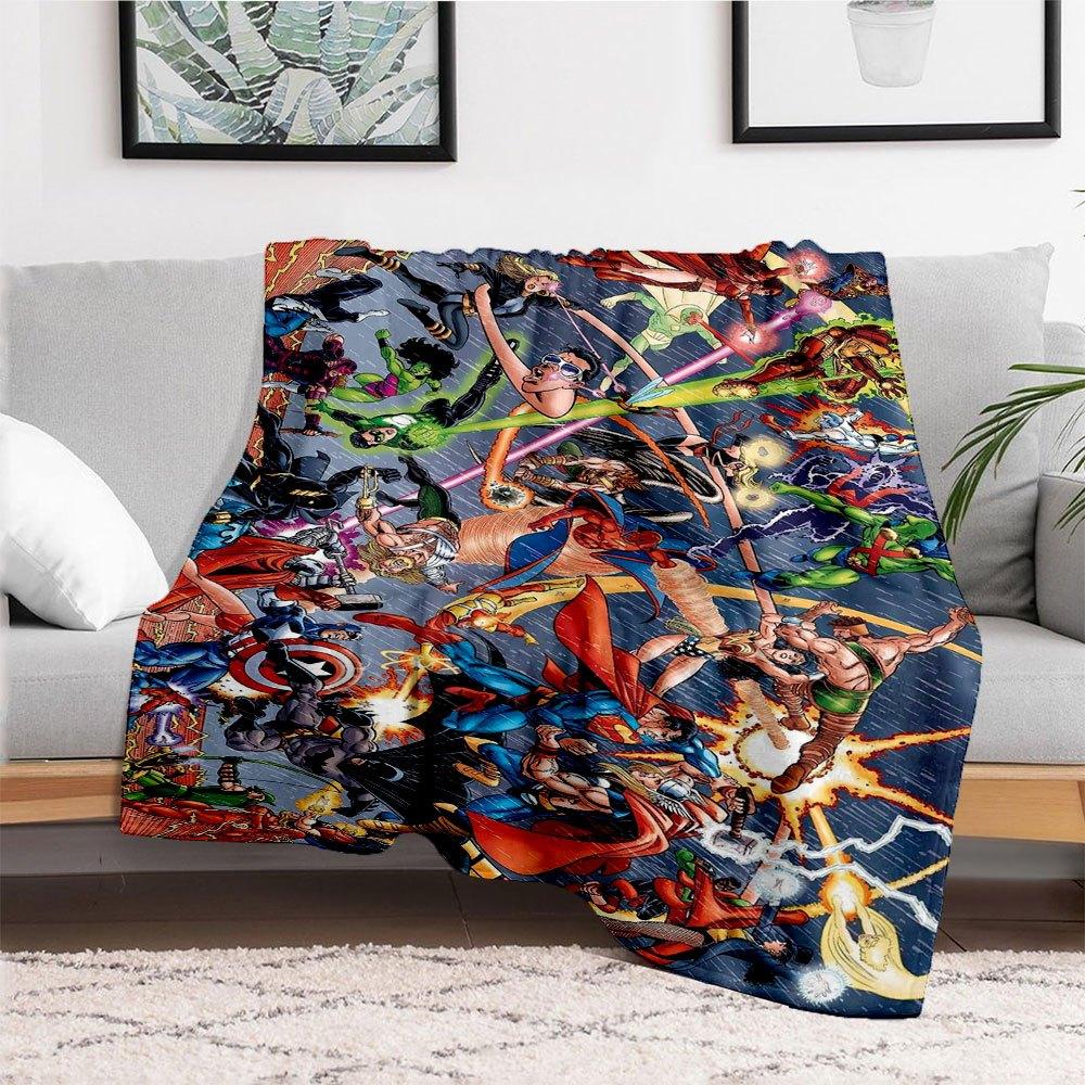 Marvel vs DC: Epic Heroes Battle Comic Book PosterBlanket Flannel Throw Blanket for Sofa, Bed, Travel, Camping, Office, Couch, Chair