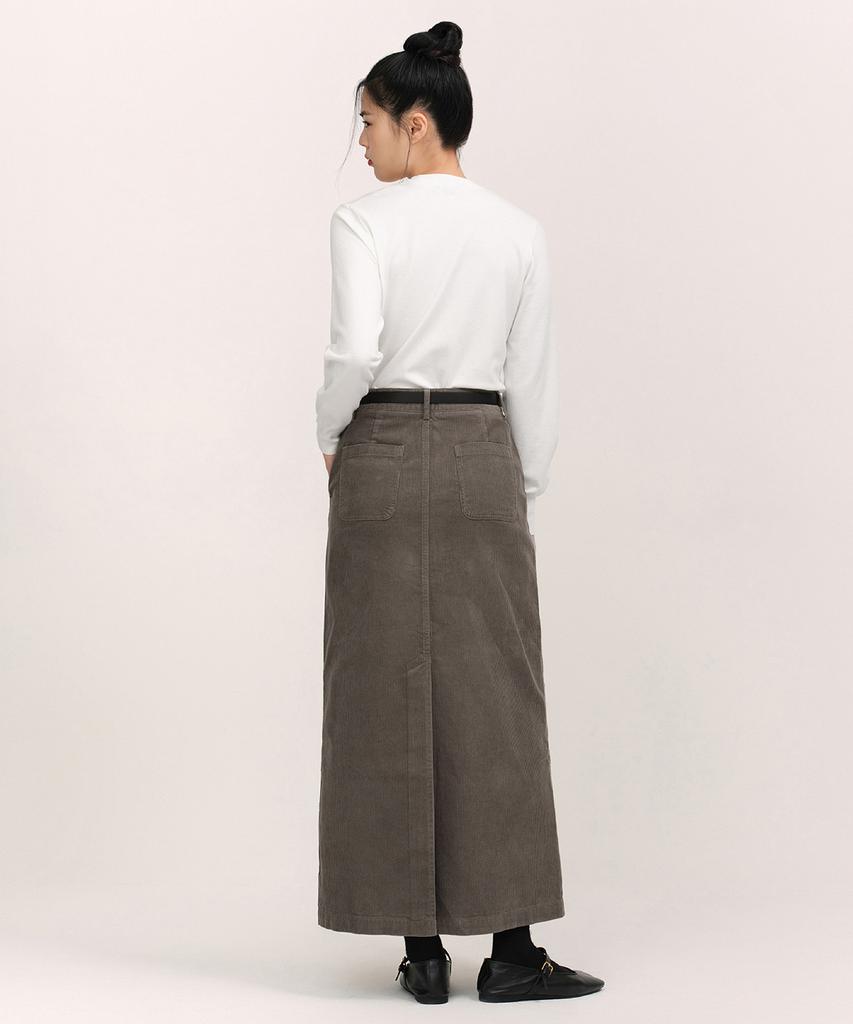 Musinsa Standard Woman 11W Corduroy Maxi Skirt [Taupe]