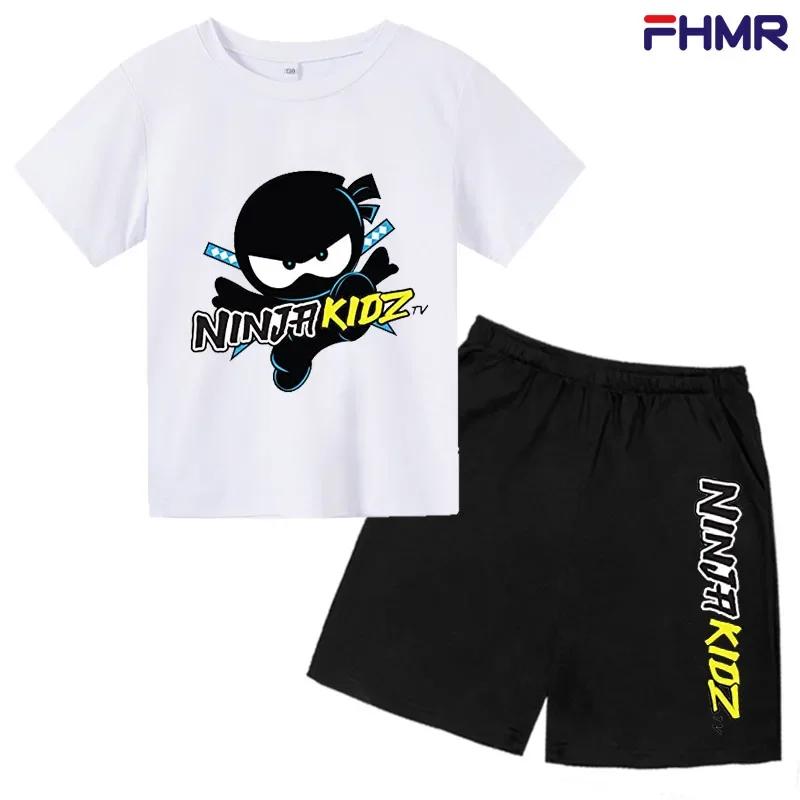Summer Kids Ninjago T-shirt Set Boys' Clothing  Leisure Cotton PikachuShort Sleeve Preschool 3-12 Girls' Cartoon Animal Print