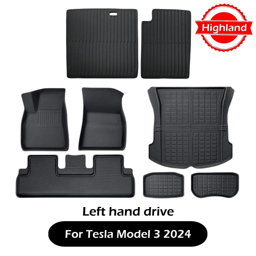 3D Floor Mats For Tesla Model 3 Highland Model Y 2017 to 2025 All Weather Floor Carpets Trunk Mats Waterproof Cargo Liner