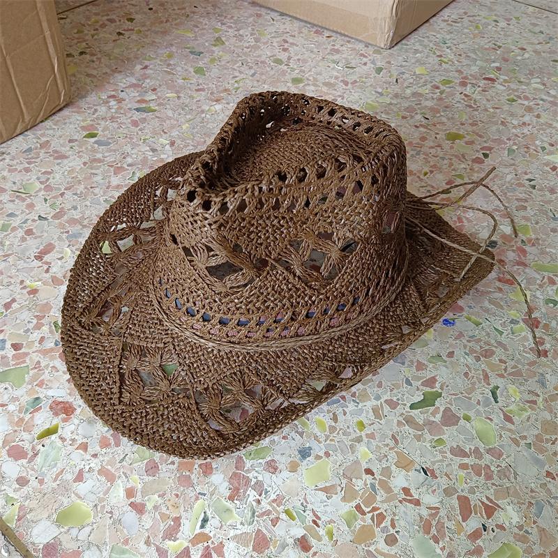 Khaki Cowboy Straw Hat 2026 Western Cowboy Sun Hat Spring Knight Hat Unisex Jazz Hat Summer Wide Brimmed Hat Sombrero Hombre