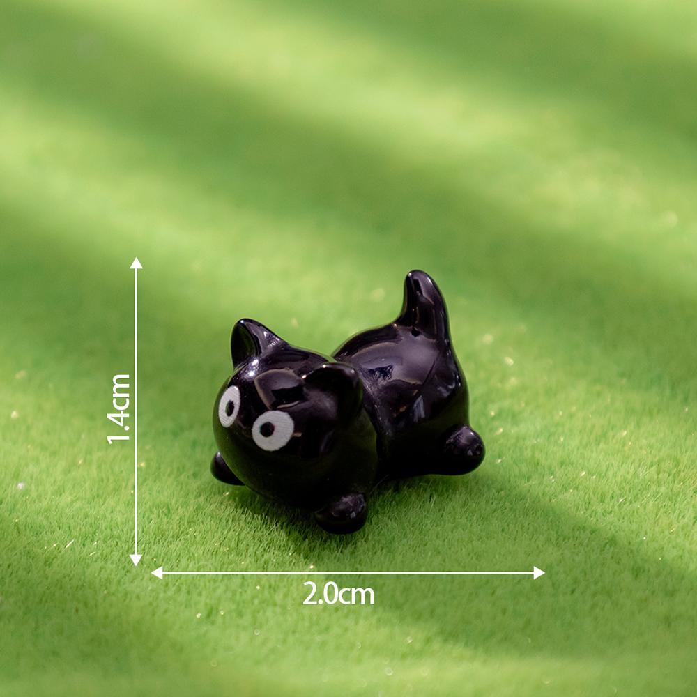 Cute Cartoon Resin Black Cat Figurine Mini Animal Ornaments Car Mounted Kids Children Toy Crafts Gift Desktop Home Decoration