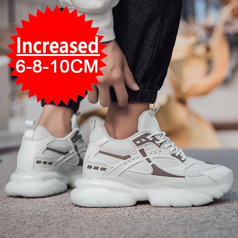 Men Mesh Elevator Shoes Height Increase Sneakers Shoes for 8/10CM Sports Casual Shoes Invisible Inner Heightening Shoes for Men